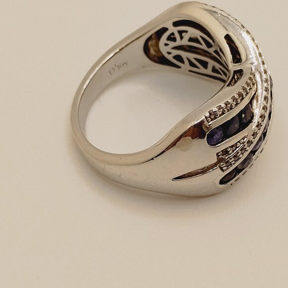 DJoy Blue Sapphire Criss Cross Sterling Silver Ring Size 9 - Picture 4 of 5